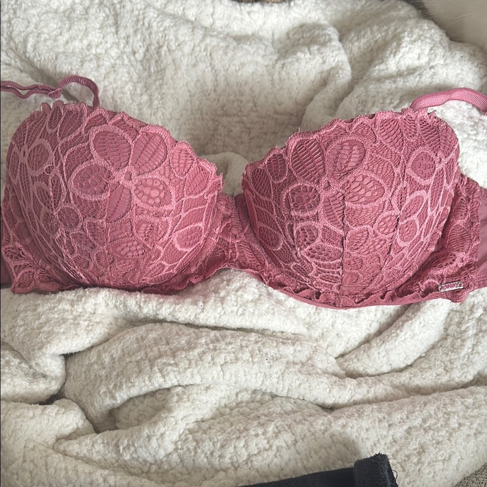 Floral Lace Pink Bra